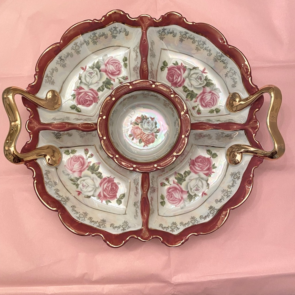VINTAGE THUN 1794 KARLOVSKY PORCELAIN CZECH REPUBLICS APPETIZER PLATTER AND DISH
